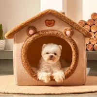 1dc Kisállat ágyház kutyáknak, eltávolítható és mosható kutya Kennel ház, téli meleg kutya ágy puha és kényelmes kiskutya barlang fészek