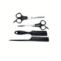 4ks Profesionální sada na stříhání a styling vlasů - Nůžky na vlasy, hřeben a efilační nůžky pro perfektní účesy a prořezávání