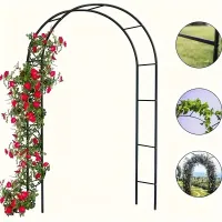 Universal black metal garden arch - durable steel frame for savvy plants, roses & vegetables