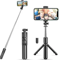 Selfie stick with tripodom and druto-free Bluetooth power control