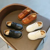 Children's leather shoes for boys and girls, soft sole, casual outdoor shoes