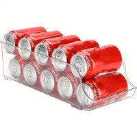 Transparent plastic organizers for fridge with dispenser for beverage cans and drink holder