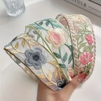 Diadème floral élégant en tissu premium avec une touche vintage pour femmes