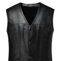 Gilet en cuir PU pour homme avec charme décontracté, fermeture à un bouton et décolleté en V