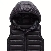 Chlapecká zimní hřejivá vesta s kapucí, lehká a stylová | Roztomilé zimní oblečení pro kluky