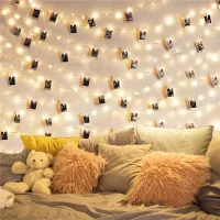 Guirlande lumineuse décorative pour photos avec clips - alimentation par piles