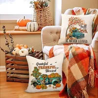 White pillowcase with printing car for home and party decorations for Thanksgiving