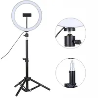 Circular photo light with tripod and phone holder