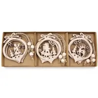 Wooden Christmas snowflakes for tree 12 pcs