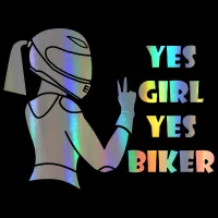 Sticker on car yes girl yes biker