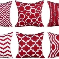 Autumn linen square pillowcase in wine red color for sofa decoration