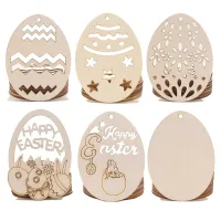 Wooden Easter suspension egg for DIY creation - set of 10 pieces