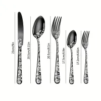 Modern stainless steel cutlery with floral pattern - for home and restaurant