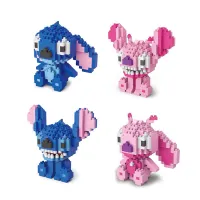 Set de construcție 3D pentru figurinele adorabile Stitch și Angel