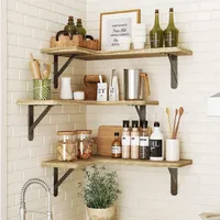 Modern and practical wooden corner shelves (5 pcs) for the wall, ideal for storage