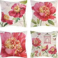 Housse de coussin en lin d'automne avec motif floral pour décoration de canapé