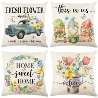 Cute pillowcase with floral fairies and spring flower market
