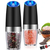 Automatic electric salt or pepper grinder with LED light and adjustable grinder