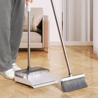 Resistance sweeping broom and shovel with long handle