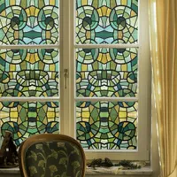 Green stained glass window stickers Removable static cling film