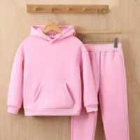 Girl's warm sports kit with fleece - hoodie and leggings - autumn and winter clothes for leisure