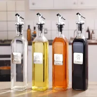 4 pcs 500ml glass bottles for olive oil, set of vinegar dispensers with drip nozzle, for cooking and baking, kitchen utensils, kitchen utensils