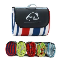 Waterproof portable striped beach blanket - Outdoor picnic and camping pad