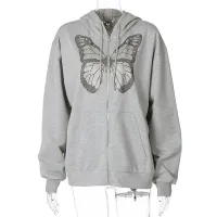 Women's Fashion hoodie zipper with butterfly