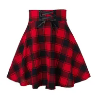 Ladies plaid skirt with lacing