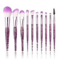 Set of 10 professional cosmetic brushes for powder, eye shadow, make-up, face