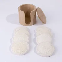 8 pieces of embossing swabs with bamboo storage box - re-useable round swabs for skin cleansing