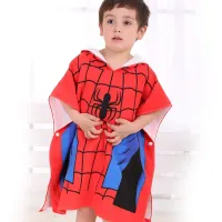 Baby towel as a poncho with motifs of the popular Spider-man