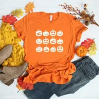 Unisex T-shirt with funny print Pumpkin and smiley face for fun Halloween