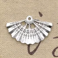 10 pcs of Tibetan fan-shaped pendants in the color of old silver (21 x 33 mm) for the production of jewelry and DIY creation