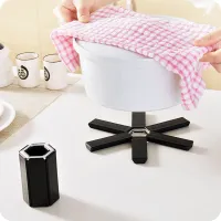 Folding pad under hot pots - prevents damage to kitchen board, black color