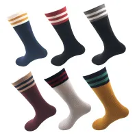 Double-stripe cotton stockings for autumn and winter (6 pairs)