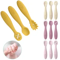 Set of three pieces of silicone spoons for children - More colours