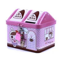 Children's portable cash box in a cute cottage shape