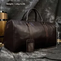 Prostorná cestovní taška z hovězí kůže na krátké cesty s přihrádkou na boty, pánská a dámská