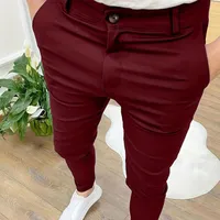 Single-colored Slim Fit trousers, men's laziers in vintage style, high stretch pants for company party