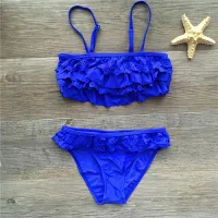 Beautiful two-piece swimsuit with ruffles for girls