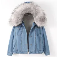 Women's denim jacket with fur