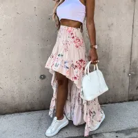 Women's summer long skirt with short front