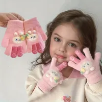 Guantes de invierno para niños con forro de felpa, cálidos y cómodos, con diseño de conejito