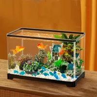 1pc ultra-curry acrylic aquarium - compact table aquarium for home & office decoration