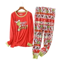 Pijama de damă cu imprimeu de Crăciun Grinch