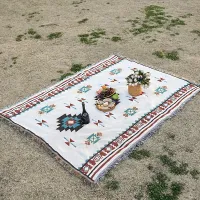 Covor de picnic în stil boho cu spate impermeabil - ideal pentru camping și picnicuri în aer liber