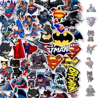 Set of 50 stickers with Batman and Superman theme