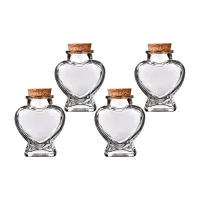 4 pcs glass perfume bottles in the shape of a heart