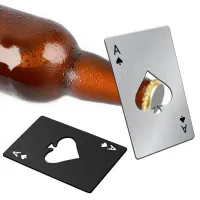 Stylish stainless steel bottle opener with poker card